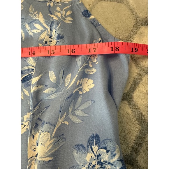 Blue Floral Rayon Maxi Dress Sleeveless Smocked Back Button Front Cottagecore - Picture 5 of 7